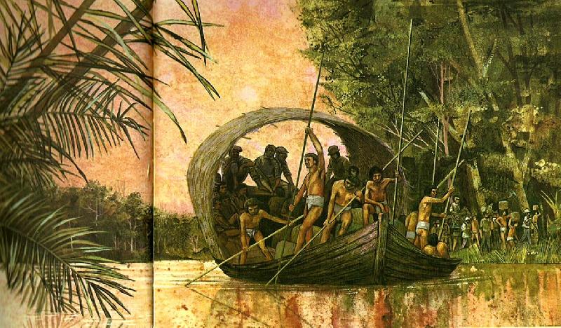 unknow artist det var med den baten som prellano och hans 50 foljeslagare gjorde sin fard till amazonflodens mynning china oil painting image